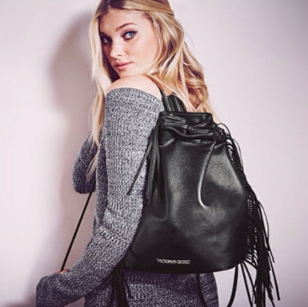 Victoria's Secret Black Fringe Backpack NWT